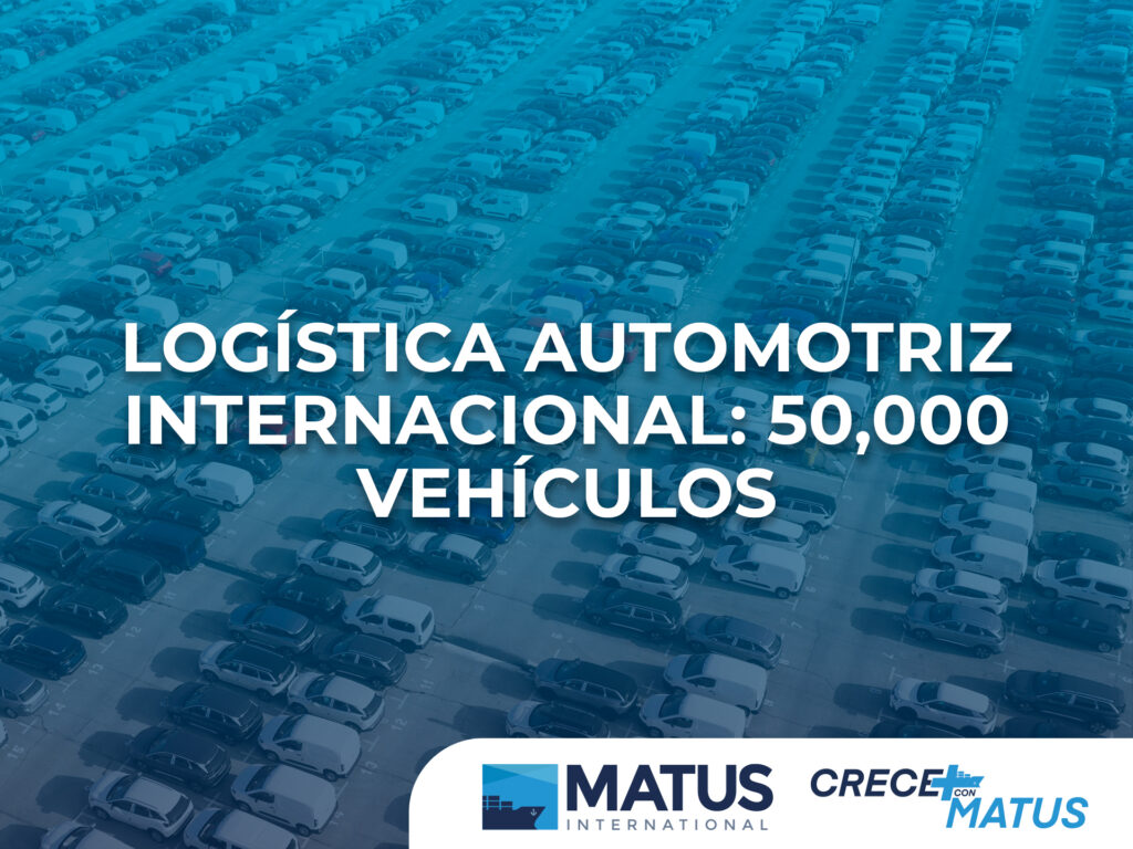 Logística automotriz internacional con más de 50,000 vehículos gestionados por Matus International.