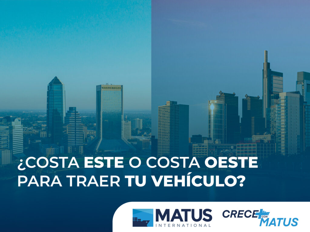 Imagen comparativa Costa Este o Costa Oeste para traer vehículo desde Estados Unidos a Centroamérica.