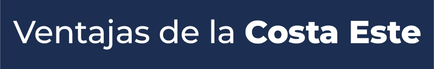 Encabezado con texto “Ventajas de la Costa Este” en fondo azul para artículo sobre Costa Este o Oeste para traer vehículo.
